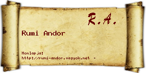 Rumi Andor névjegykártya